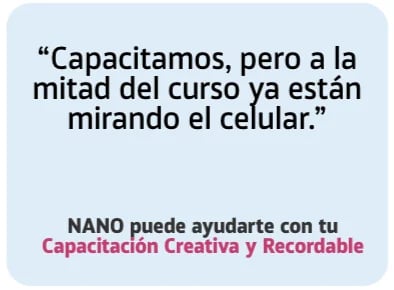 Spanish quote about training capacity with NANO creative and memorable training services promotion