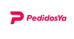 PedidosYa logo featuring a pink P symbol and company name in italic text