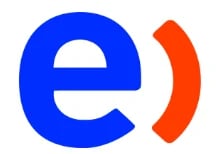Blue and orange stylized letter e logo or icon design