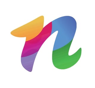 Colorful abstract logo featuring intertwined ribbons in yellow, pink, purple, blue, and green